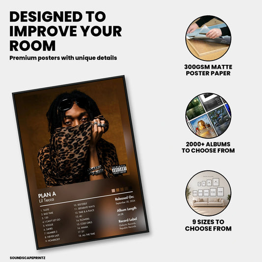 Lil Tecca — PLAN A Album Poster — premium poster features