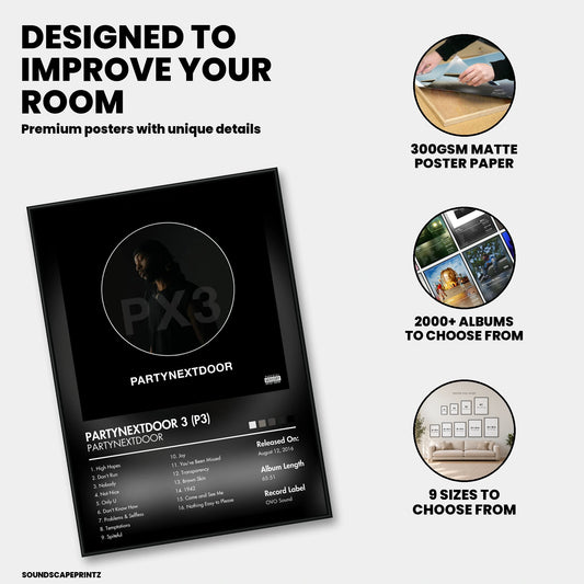 PARTYNEXTDOOR — PARTYNEXTDOOR 3 (P3) Album Poster — premium poster features