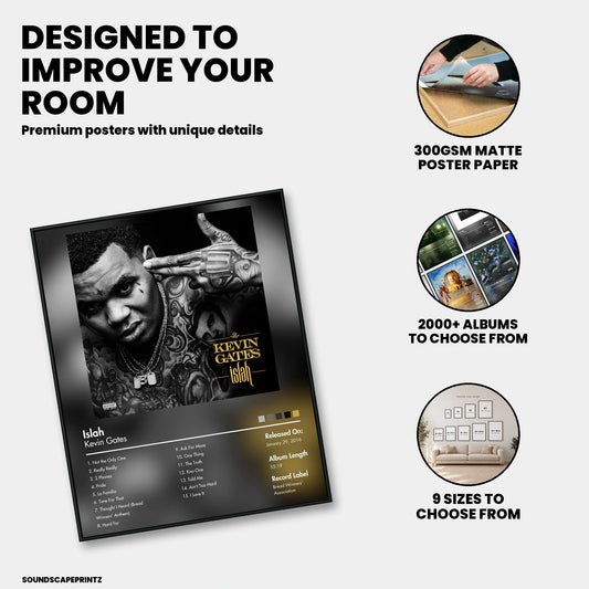 Kevin Gates — Islah Album Poster — premium poster features