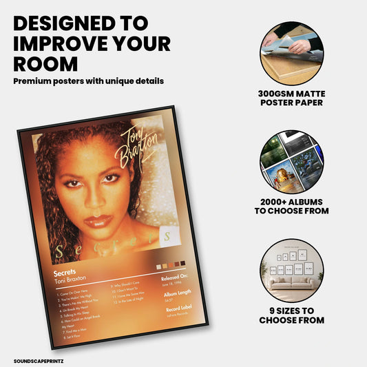 Toni Braxton — Secrets Album Poster — premium poster features