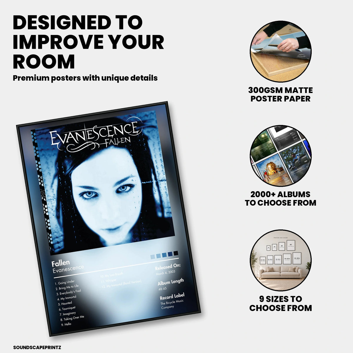 Evanescence — Fallen Album Poster — premium poster features