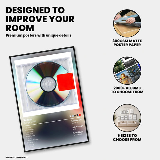 Kanye West — Yeezus Album Poster — premium poster features