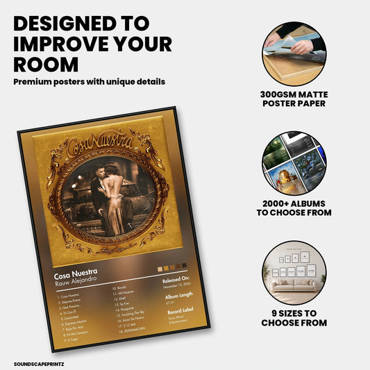 Rauw Alejandro — Cosa nuestra Album Poster — premium poster features