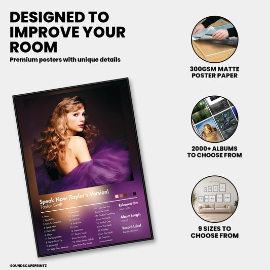 Taylor Swift — Speak Now (Taylor’s Version) Album Poster — premium poster features