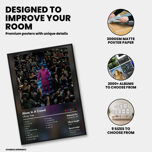 Oliver Tree — Alone in a Crowd Album Poster — premium poster features