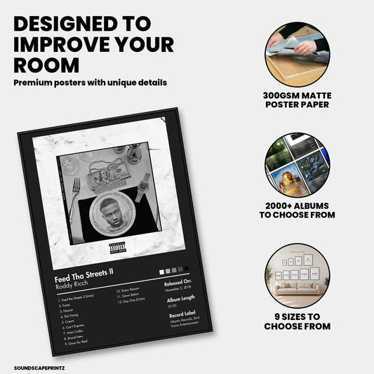 Roddy Ricch — Feed tha Streets II Album Poster — premium poster features