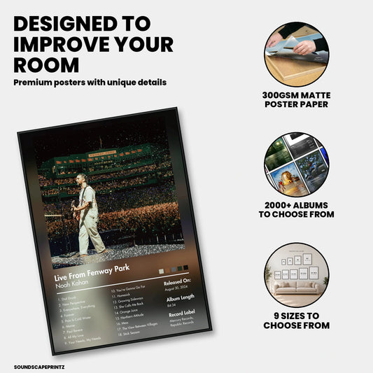 Noah Kahan — Live From Fenway Park Album Poster — premium poster features