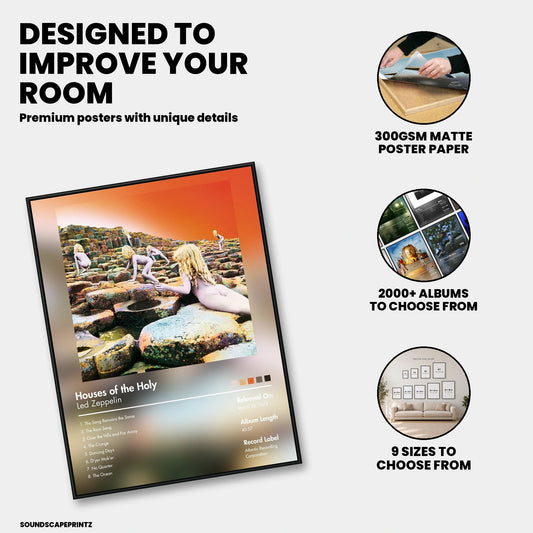 Led Zeppelin — Houses of the Holy Album Poster — premium poster features