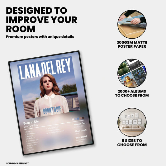Lana Del Rey — Born to Die Album Poster — premium poster features
