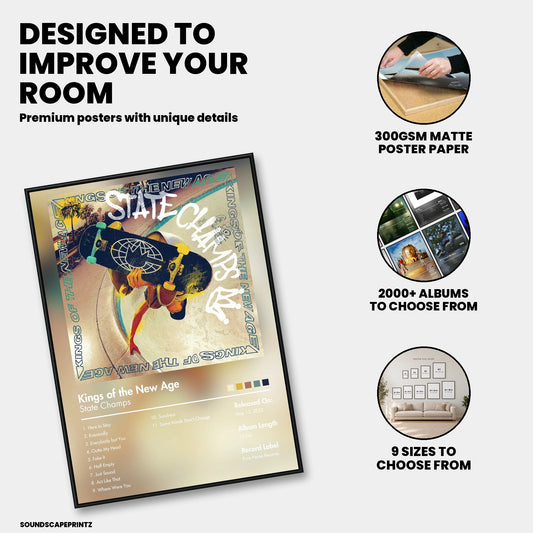 State Champs — Kings of the New Age Album Poster — premium poster features