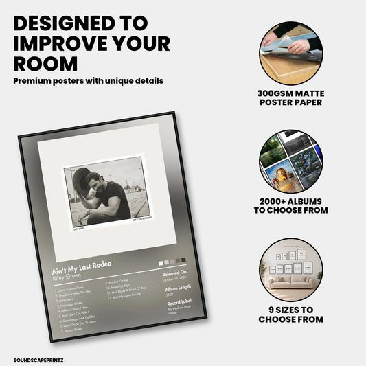Riley Green — Ain't My Last Rodeo Album Poster — premium poster features