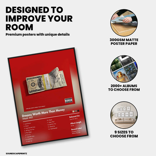 Meek Mill — Dreams Worth More Than Money Album Poster — premium poster features
