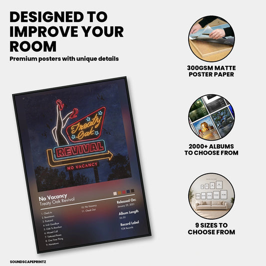 Treaty Oak Revival — No Vacancy Album Poster — premium poster features