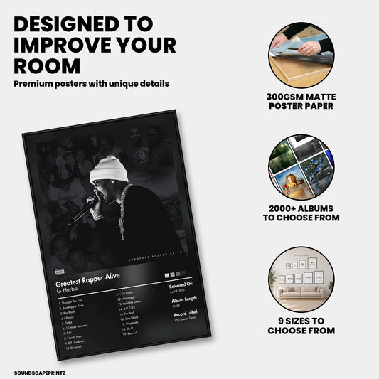G Herbo — Greatest Rapper Alive Album Poster — premium poster features