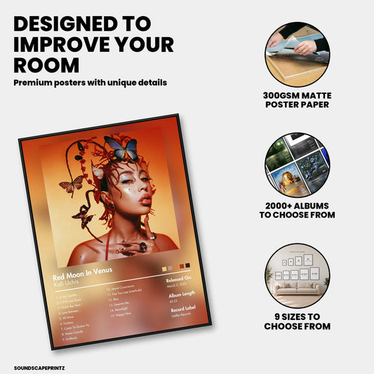 Kali Uchis — Red Moon in Venus Album Poster — premium poster features