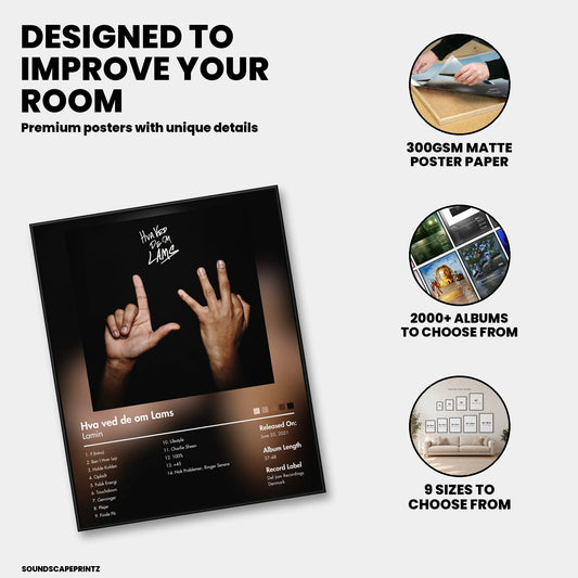 Lamin — Hva ved de om Lams Album Poster — premium poster features