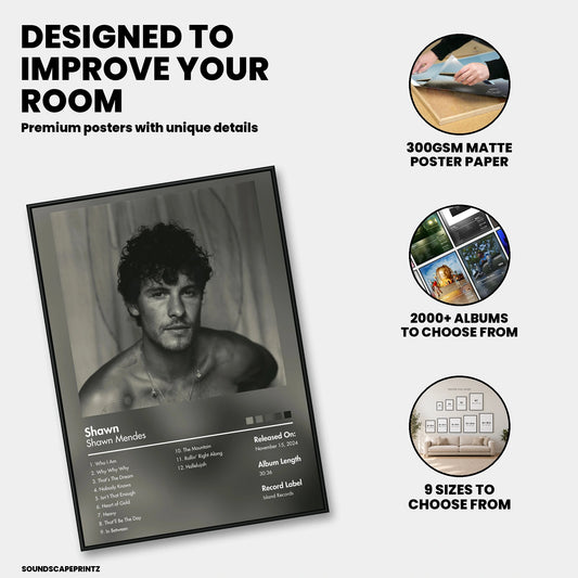 Shawn Mendes — Shawn Album Poster — premium poster features