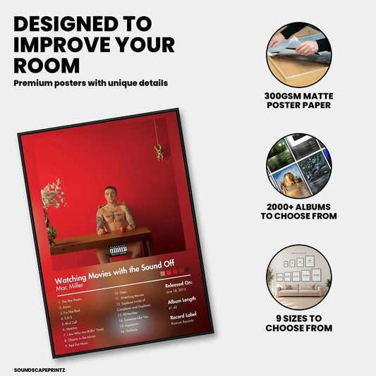 Mac Miller — Watching Movies With the Sound Off Album Poster — premium poster features