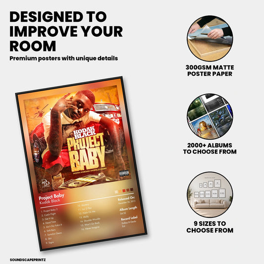 Kodak Black — Project Baby Album Poster — premium poster features